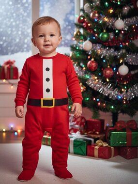 NWT Cuddl Duds Santa Claus Footed Pajamas Romper Footie 24M Sleep and Play